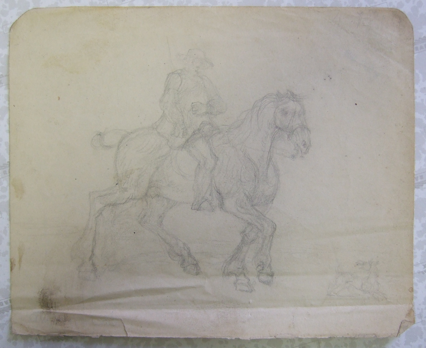 Paysan à cheval et chien courant devant. (titre factice), Brivet, 19e siècle