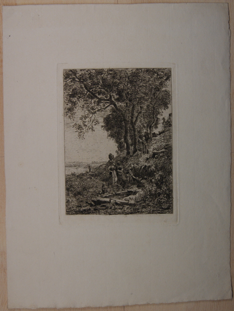 Groupe de cinq femmes au pied d'une source. (titre factice), Emmanuel Lansyer, 19e siècle