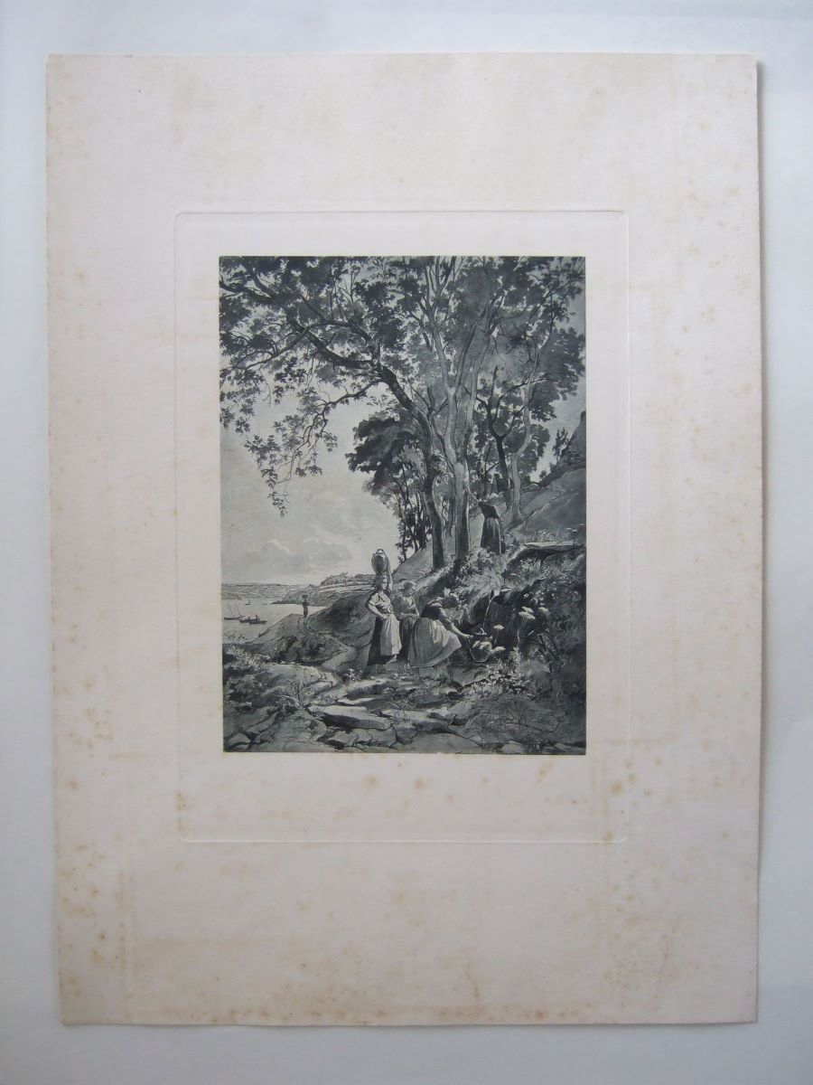 Groupe de quatre femmes au pied d'une source. (titre factice), Emmanuel Lansyer, 19e siècle