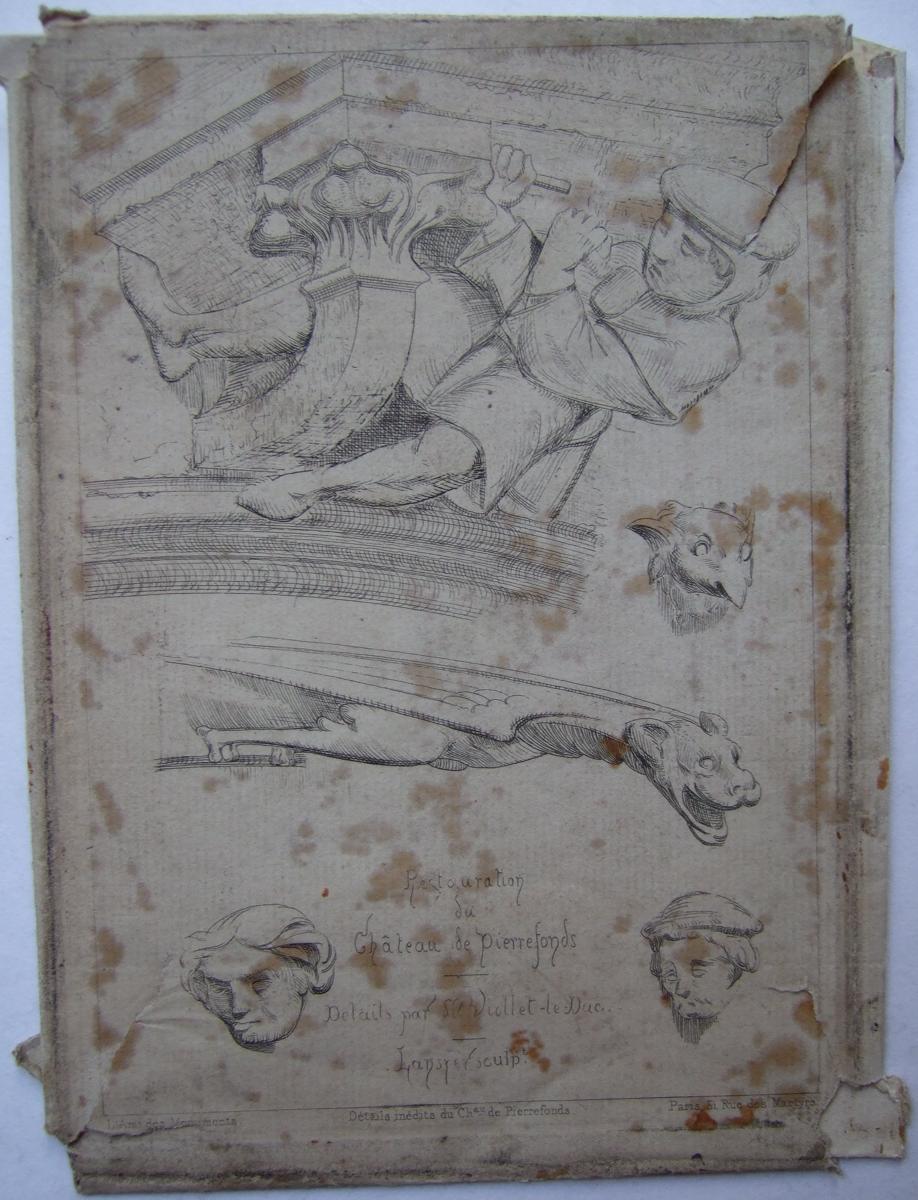 Restauration du château de Pierrefonds, détail par Viollet-le-Duc. (titre factice), Emmanuel Lansyer, 19e siècle