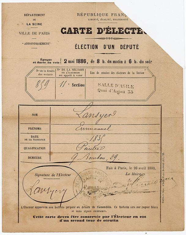 Cartes d'électeur et lettre d'inscription électorale d'Emmanuel Lansyer (titre factice)_4
