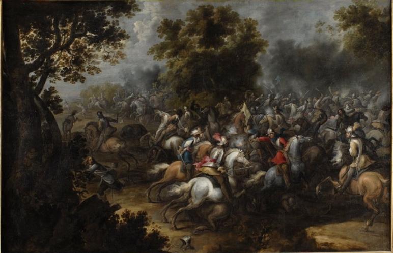 Choc de cavalerie entre Impériaux et Suédois, Pieter Meulener, 2e quart 17e siècle