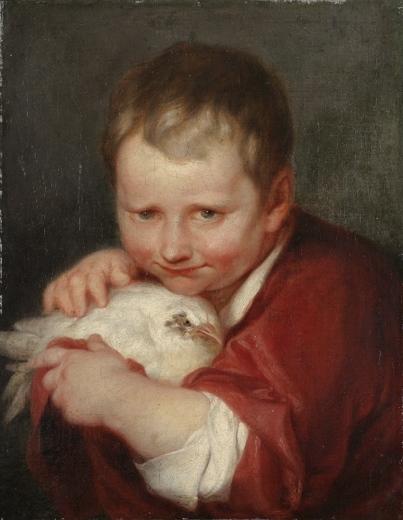 Enfant tenant une poule_0