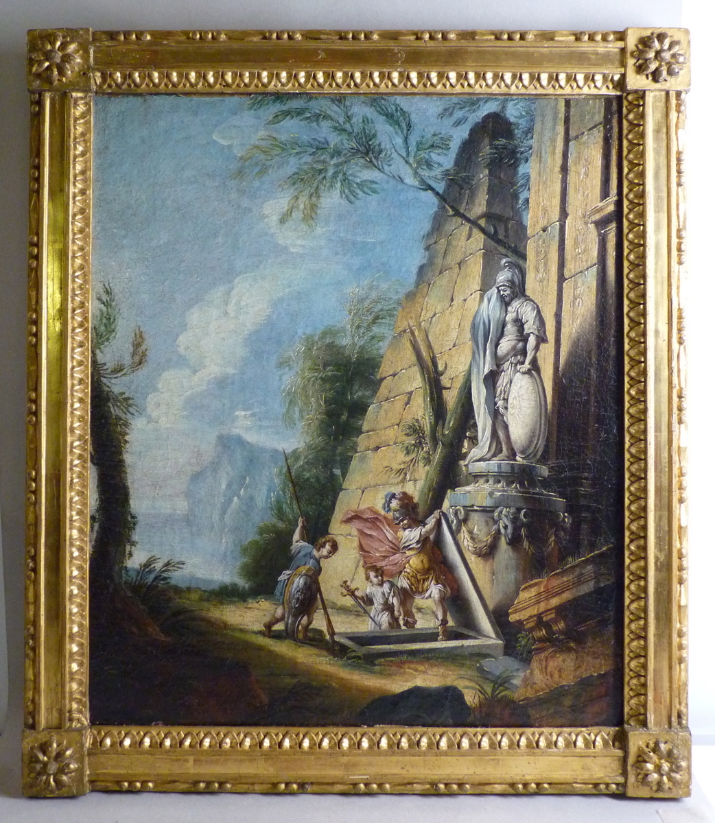 Thésée soulève la pierre d'un tombeau, Giovanni Benedetto Castiglione, 2e quart 17e siècle, 3e quart 17e siècle