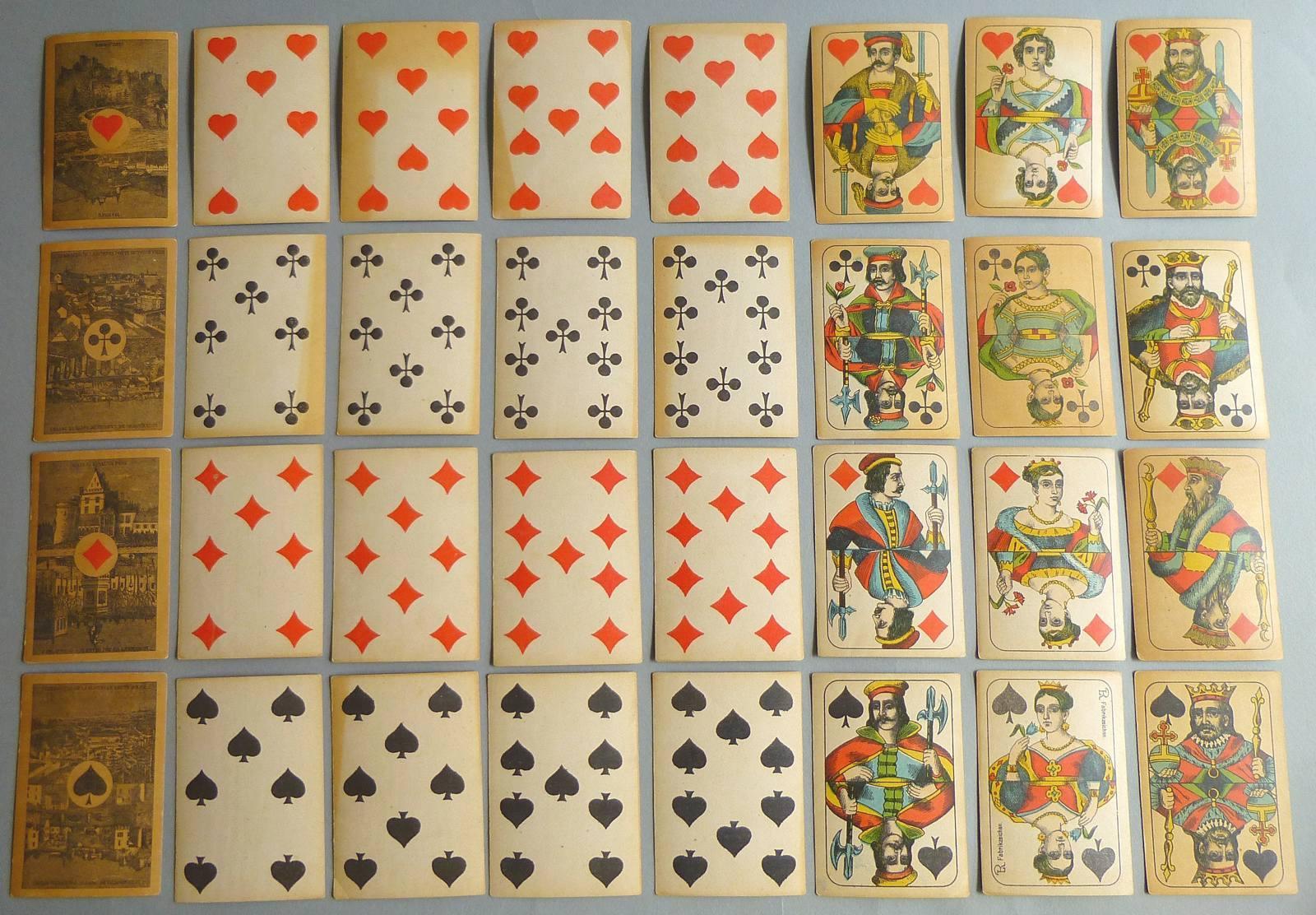 Jeu de piquet avec vues du Luxembourg légendées en français, Fabrik R, 1900 vers