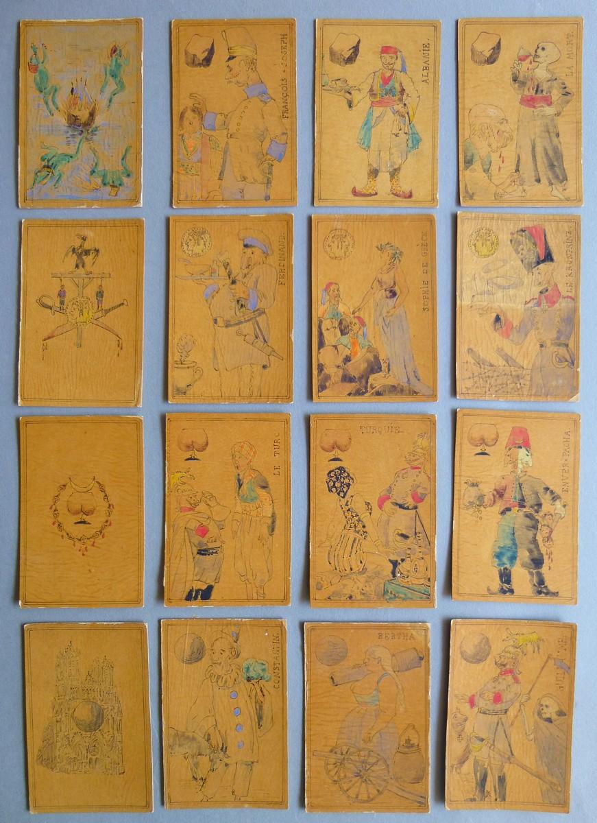 Jeu de cartes satirique ayant pour thème la Guerre 14-18, Edmond Launay, 1916