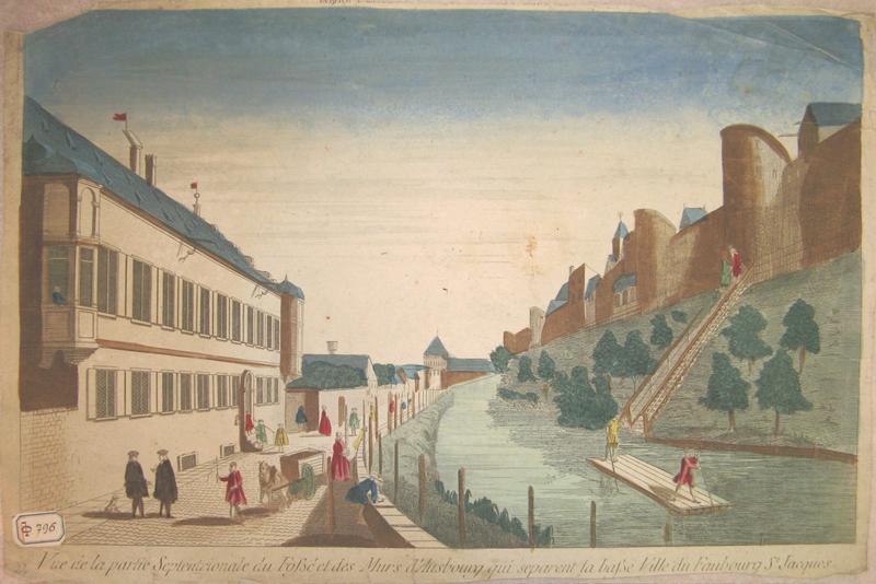 Vue de la partie septentrionale du fossé et des murs d'Ausbourg qui séparent la basse ville du faubourg Saint-Jacques_0