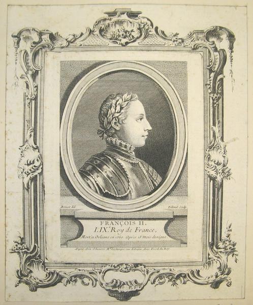 Portraits de Henri II, Henri III, Henri IV, François II, Charles IX, François de France, Antoine Boizot, 3e quart 18e siècle