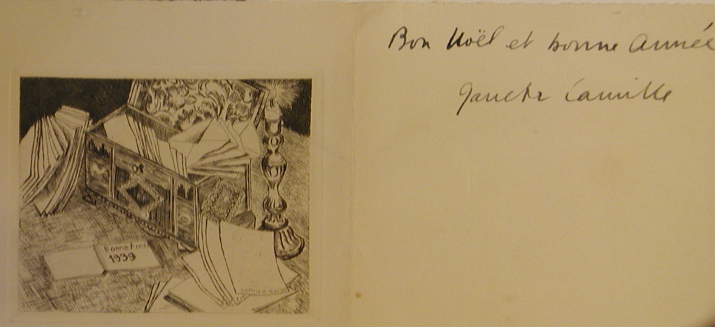 carte de voeux, Camille Roche, 1939