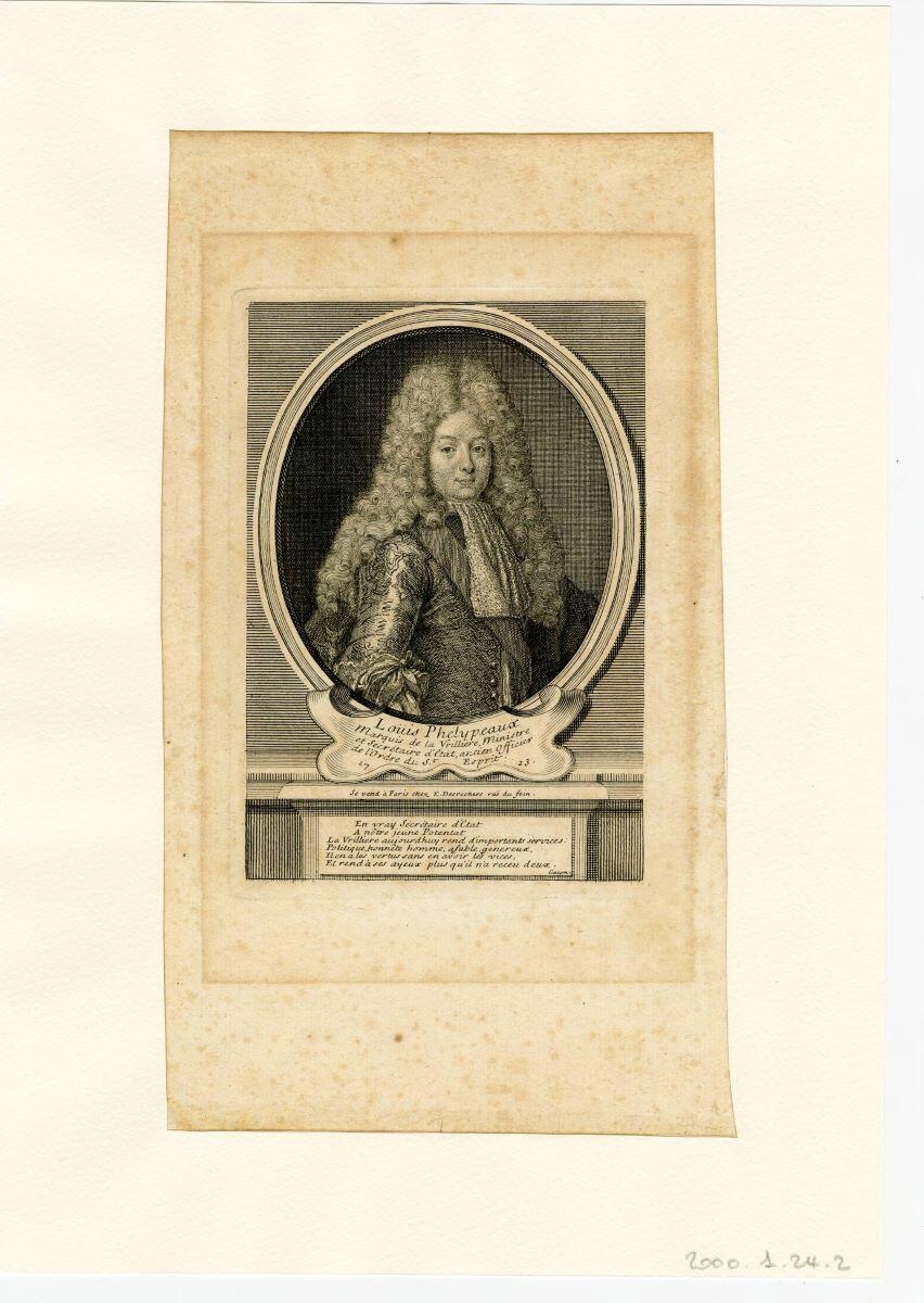 Louis Phélypeaux / Marquis de la Vrillière, Ministre / et Secrétaire d’Etat, ancien Officier / de l’Ordre du St. Esprit. 1723 (titre inscrit)_0