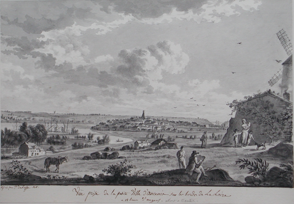 Vue prise de la petite ville d’Ancenis sur les bords de la Loire / à 12 lieues d’angers, allant à Nantes (titre inscrit)_0