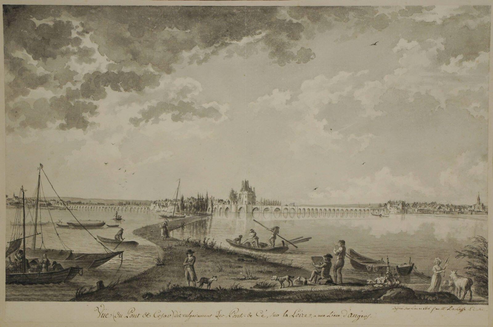 Vüe (du Pont de César), dit vulgairement des Ponts de Cé, sur la Loire, a une lieue d’Angers. (titre inscrit)_0