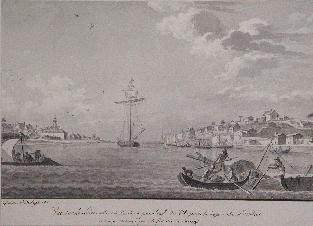 Vue de la Loire allant de Nantes à paimboeuf des villages de la basse inde et d’indret, / ce dernier reconnu pour sa fonderie de Canons. (titre inscrit)_0
