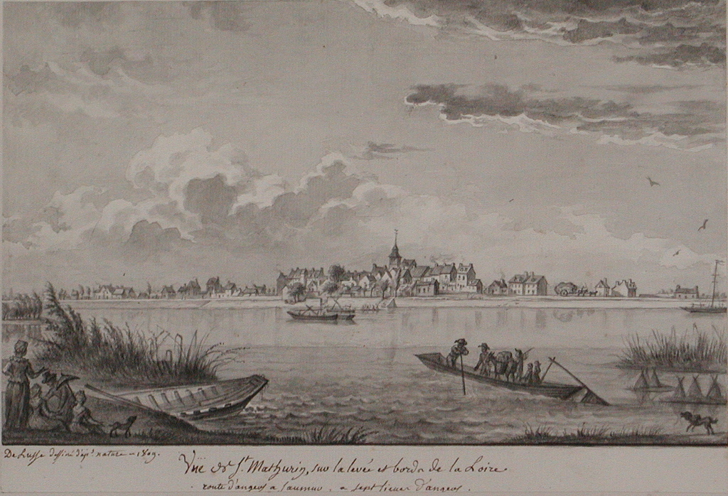 Vue de St Mathurin, sur la levée et bords de la Loire / route d’angers a Saumur,a sept lieues d’angers. (titre inscrit)_0