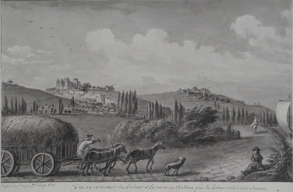 Vüe ou environs de Luines et La ruine du Chateau près la Loire route de tours a Saumur. (titre inscrit)_0
