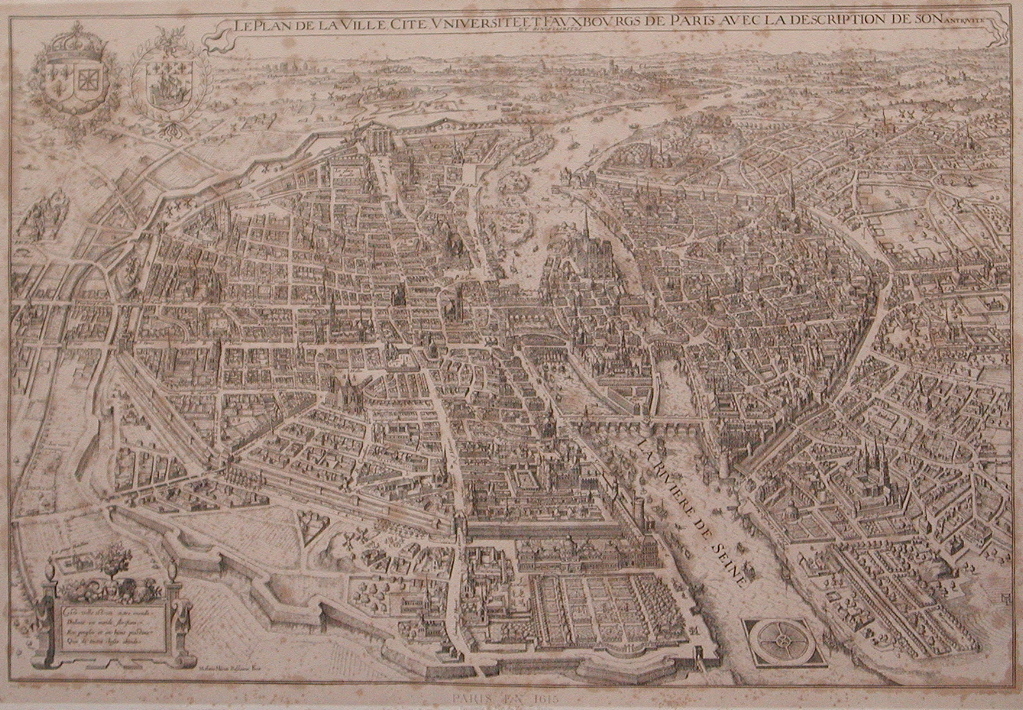 Le plan de la ville . cité . université et faubourgs de Paris avec la description de son antiquité / et singularités / PARIS EN 1615 (titre inscrit), Paul Dujardin, 19e siècle