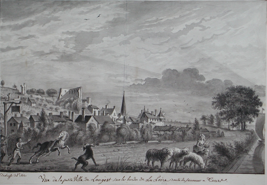 Vue de la petite ville de Langèst sur les bords de la Loire route de saumur a Tours. (titre inscrit)_0