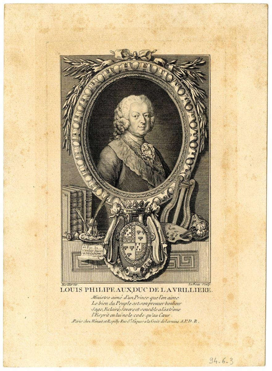 Louis Philllypeaux, Duc de la Vrillière (titre inscrit), Clément-Pierre Marillier, 2e moitié 18e siècle