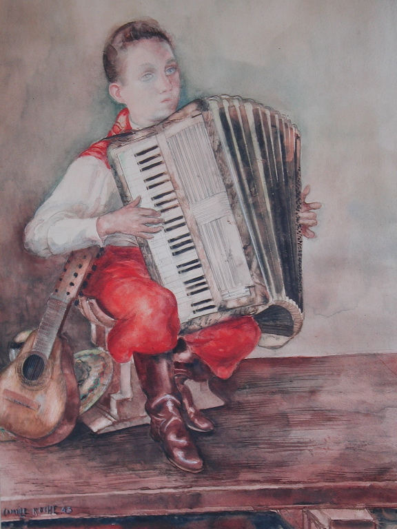 Joueur d’accordéon (titre factice), Camille Roche, 1943