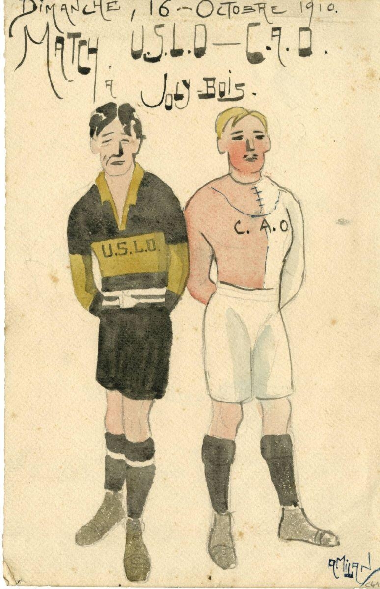 Deux capitaines d’équipe de Football (titre factice), André Milan, 1910