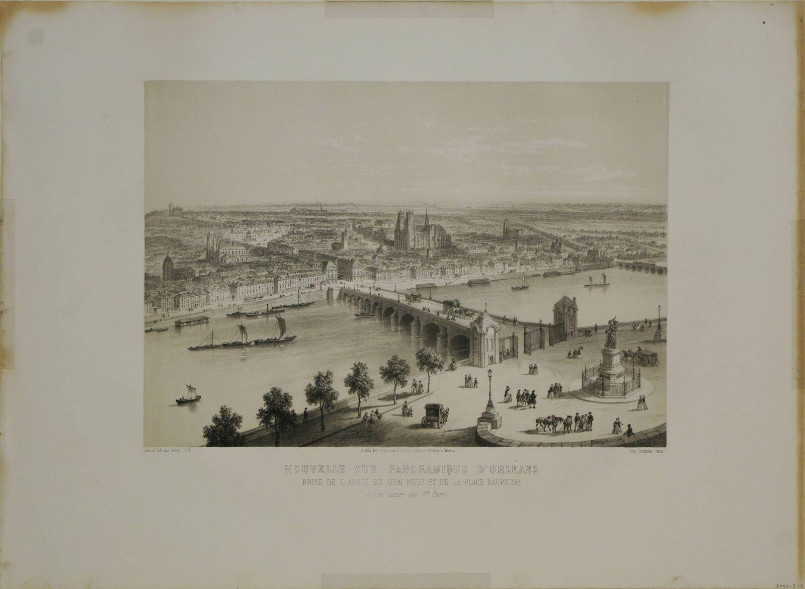 Nouvelle vue panoramique d'Orléans, Isidore Laurent Deroy, 1856
