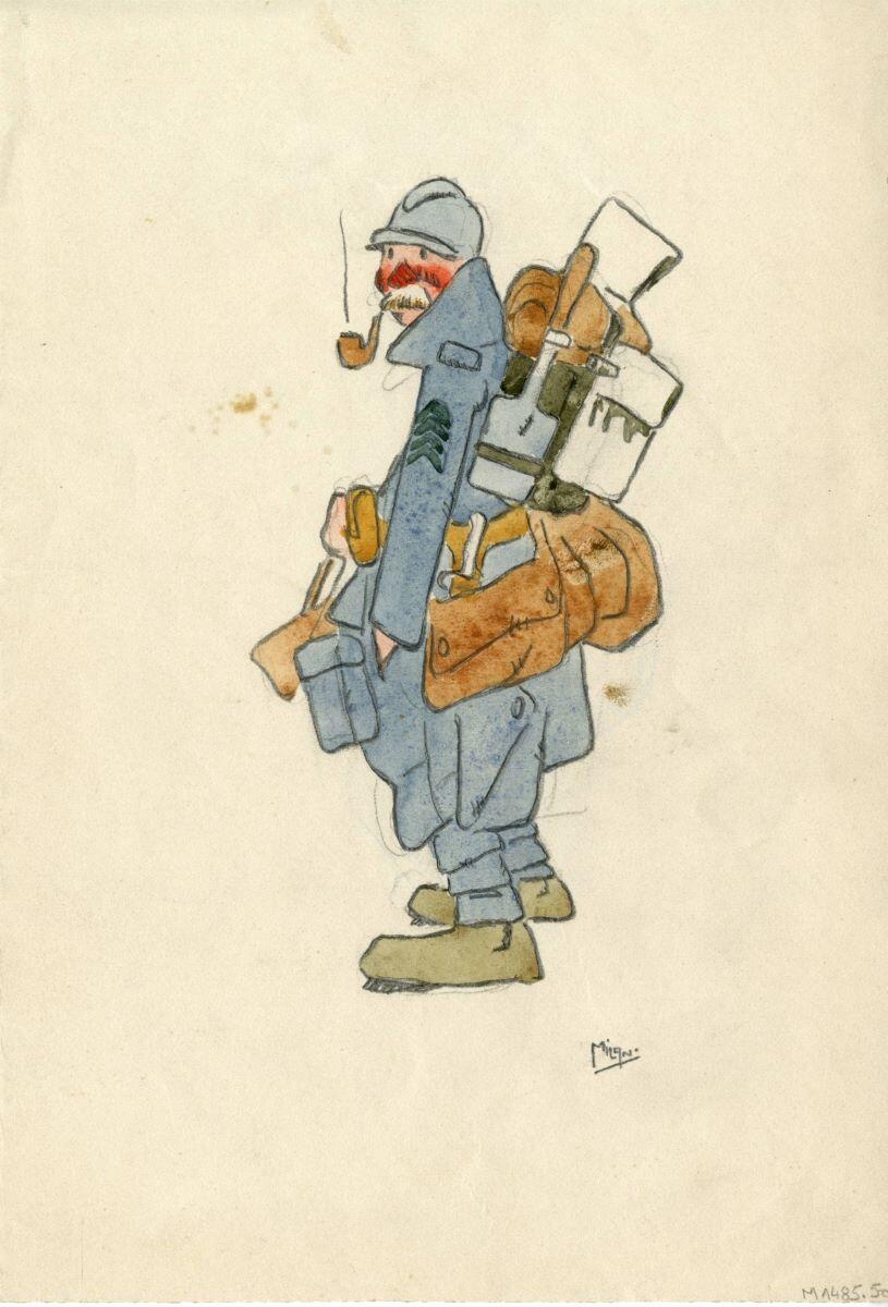 Soldat partant sur le front, André Milan, 1914-1918