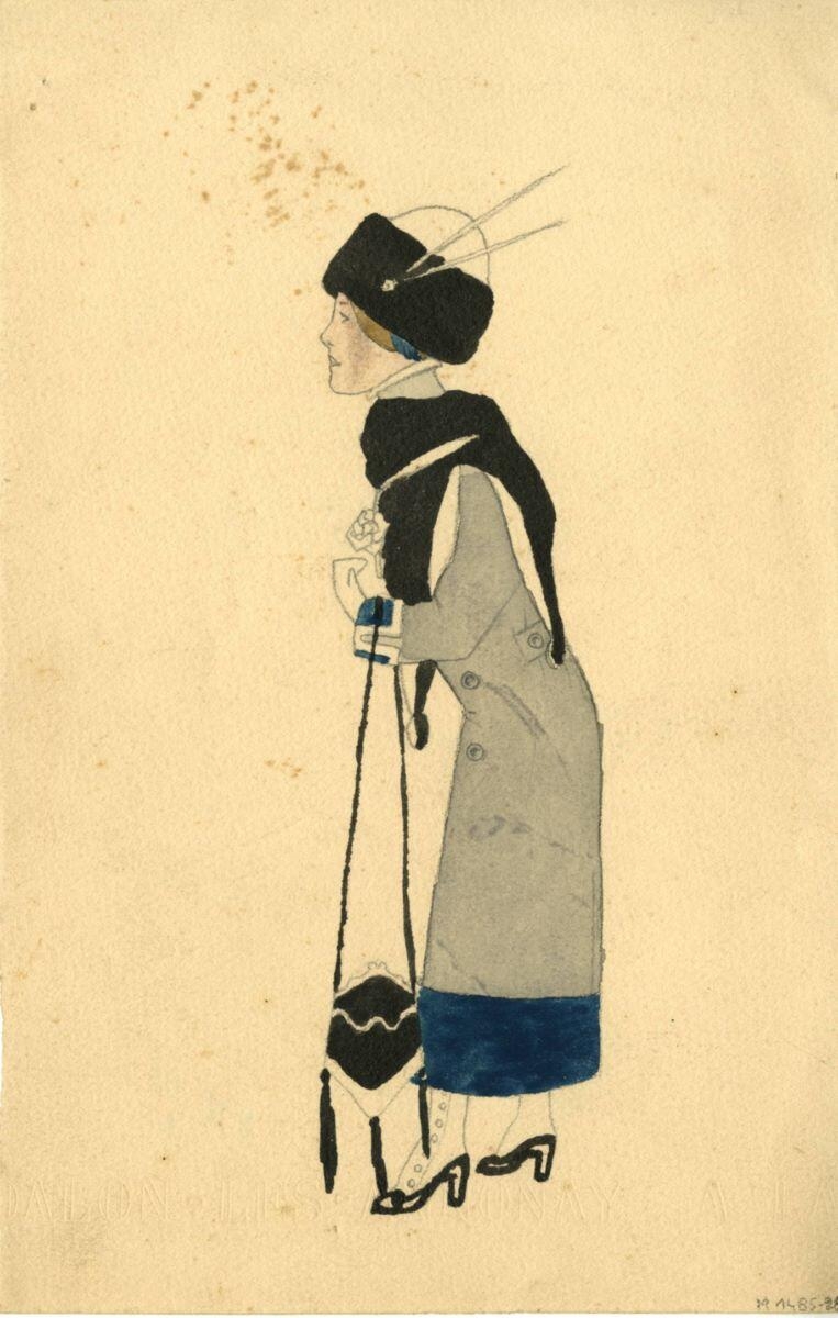 femme au chapeau à aigrettes, André Milan, 1er quart 20e siècle