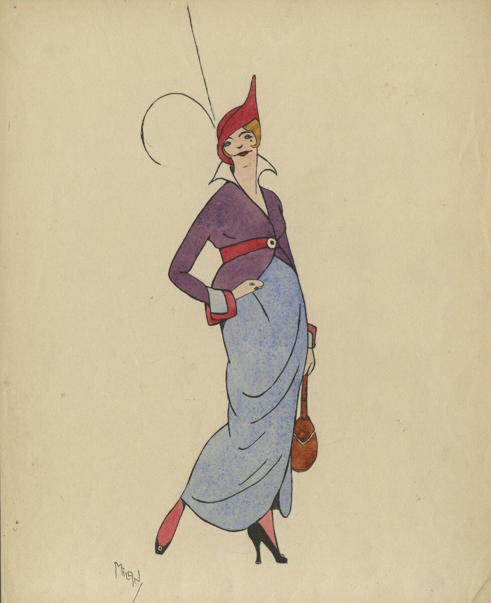 femme au chapeau rouge (titre factice), André Milan, 1er quart 20e siècle