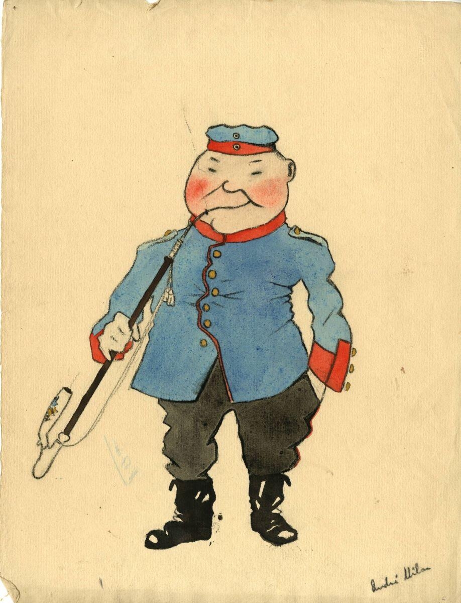 Soldat allemand fumant la pipe, André Milan, 1er quart 20e siècle