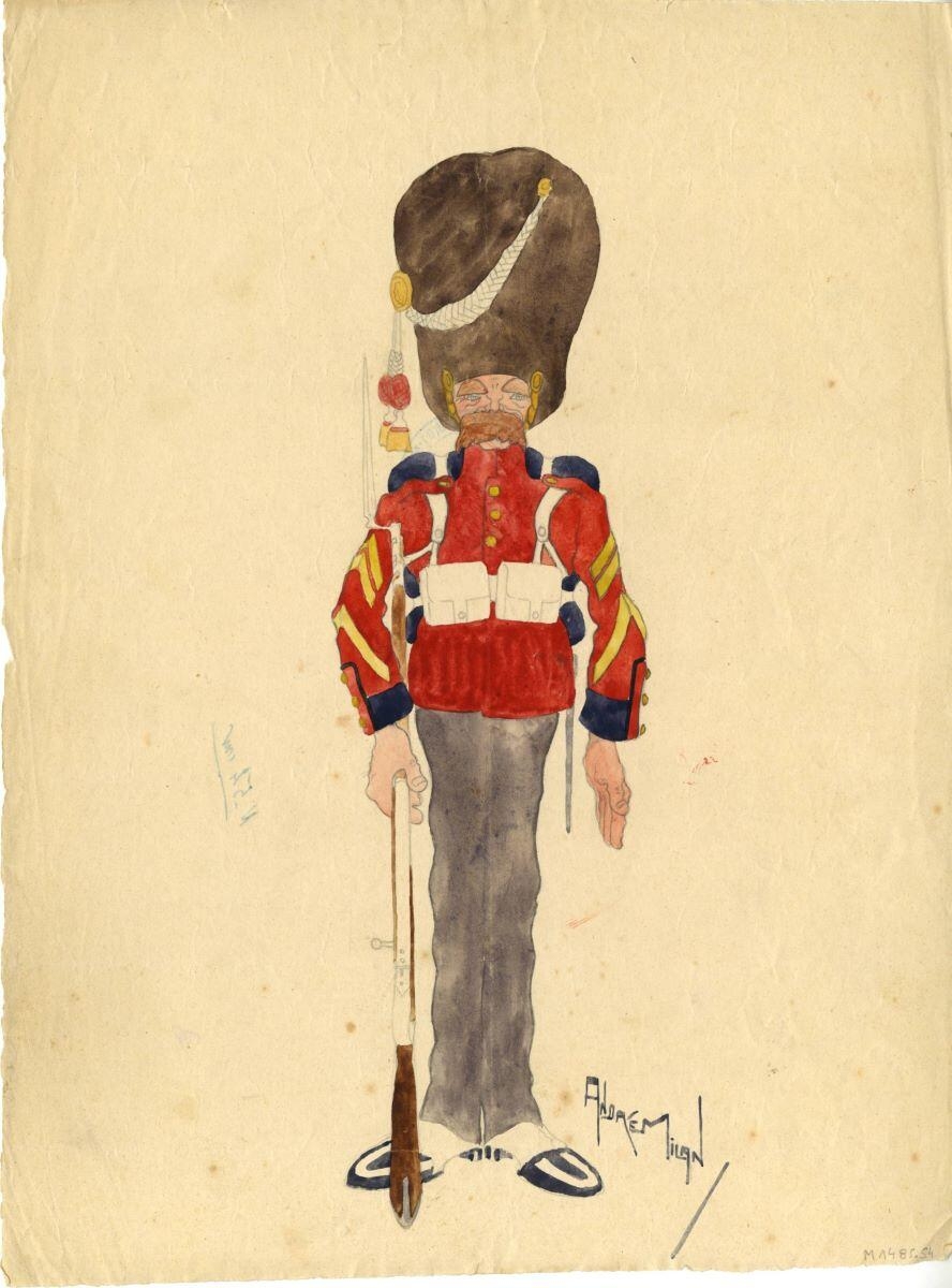 Soldat anglais au garde-à-vous, André Milan, 1er quart 20e siècle