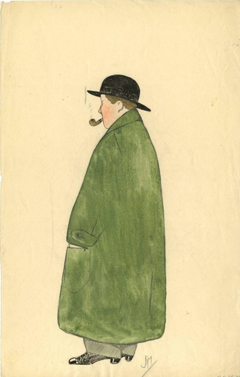 Autoportrait au manteau vert, André Milan, 1er quart 20e siècle