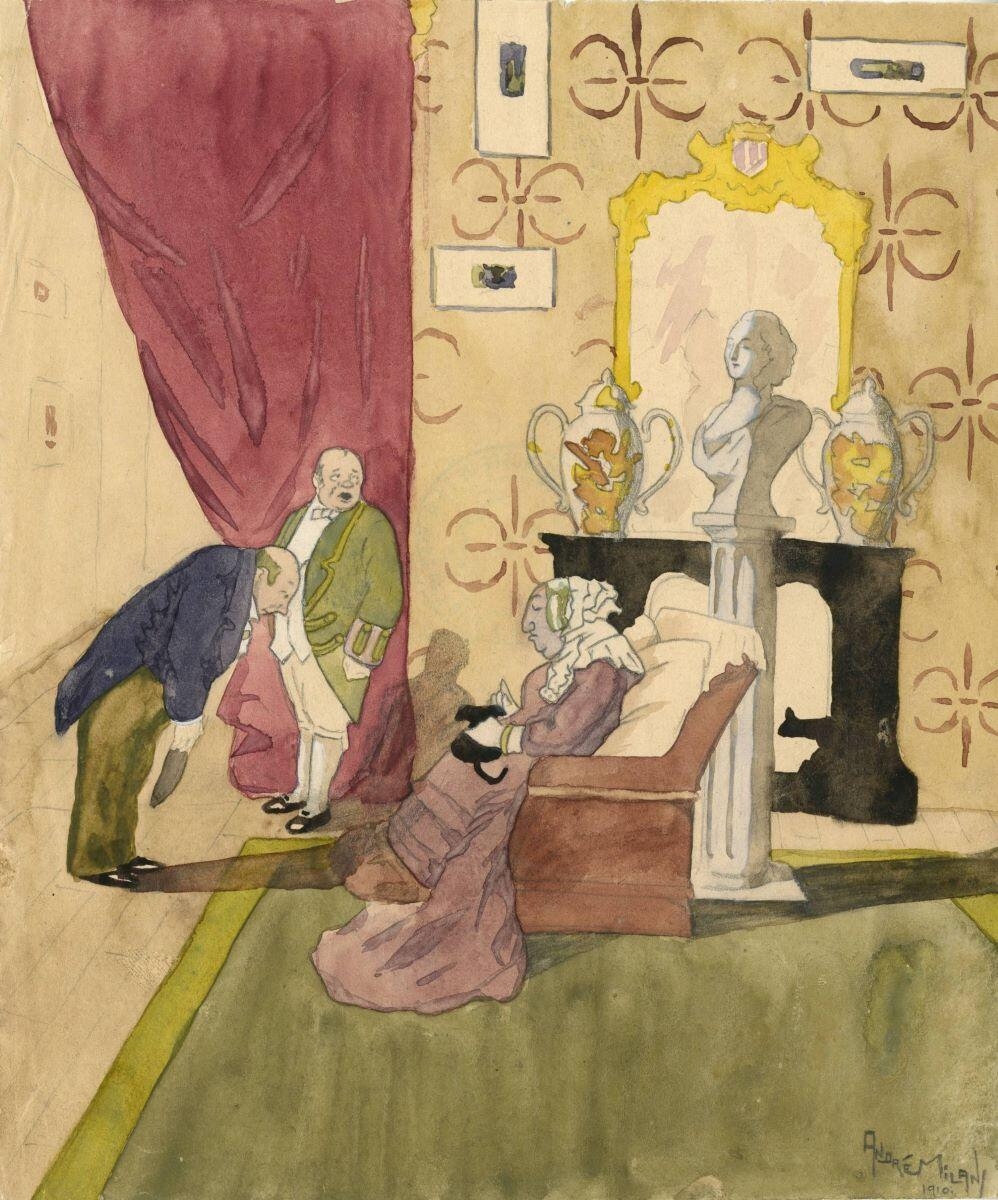 Réception, André Milan, 1910