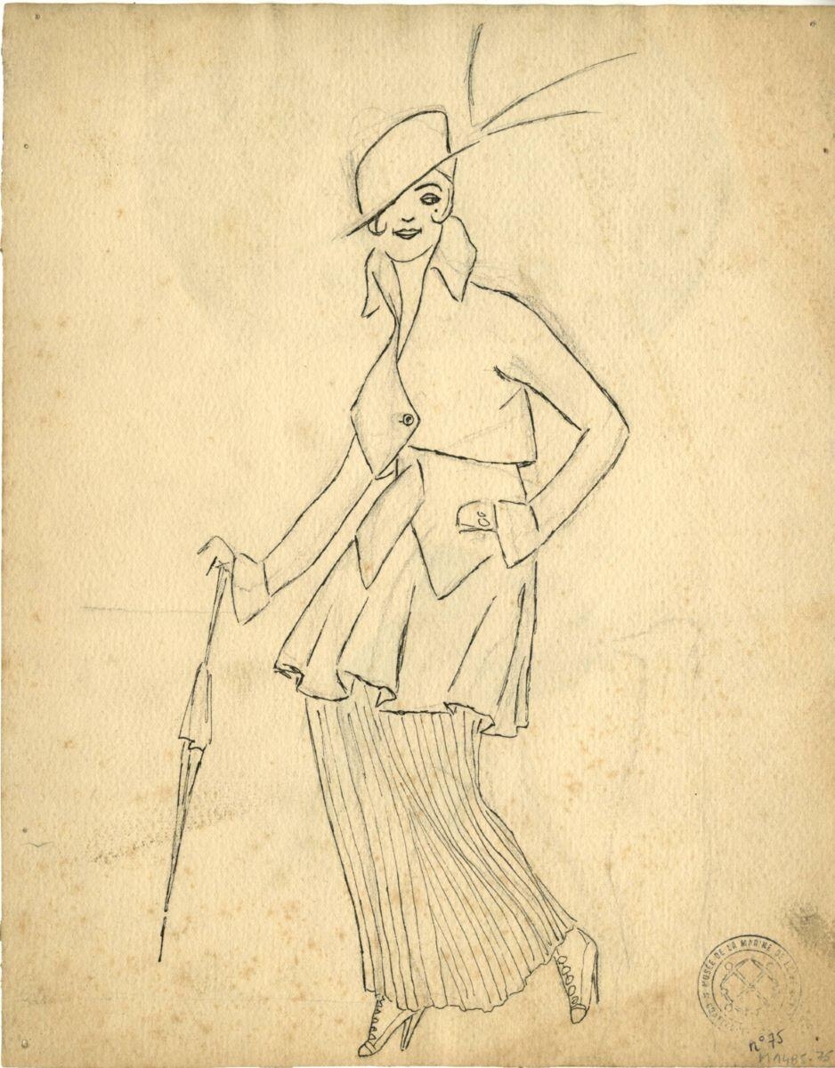 Recto : Femme avec son parapluie Verso : Front malade, André Milan, 1914
