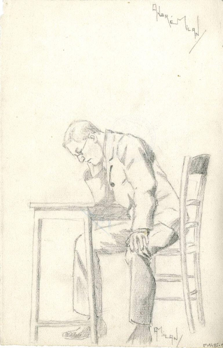 Etudiant lisant, André Milan, 1er quart 20e siècle