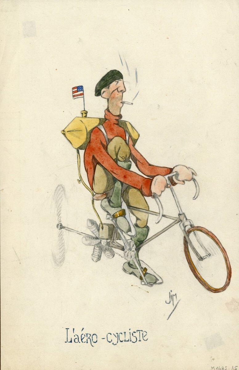 L'aéro-cycliste (titre inscrit), André Milan, 1er quart 20e siècle