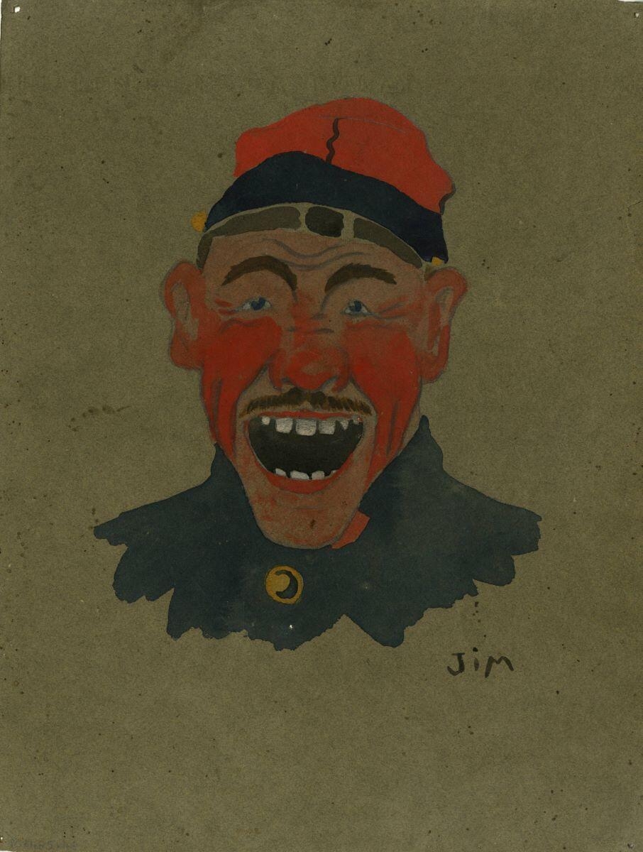 Caricature tête de fantassin, André Milan, 1er quart 20e siècle