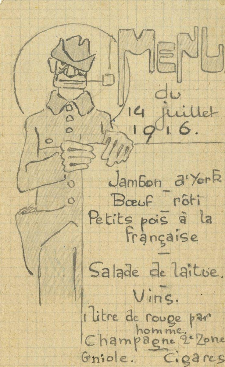 Menu du 14 juillet 1916, André Milan, 1er quart 20e siècle