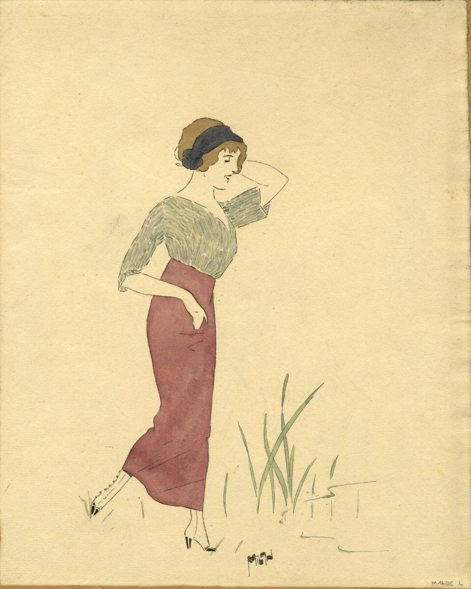 Femme robe violette, André Milan, 1914