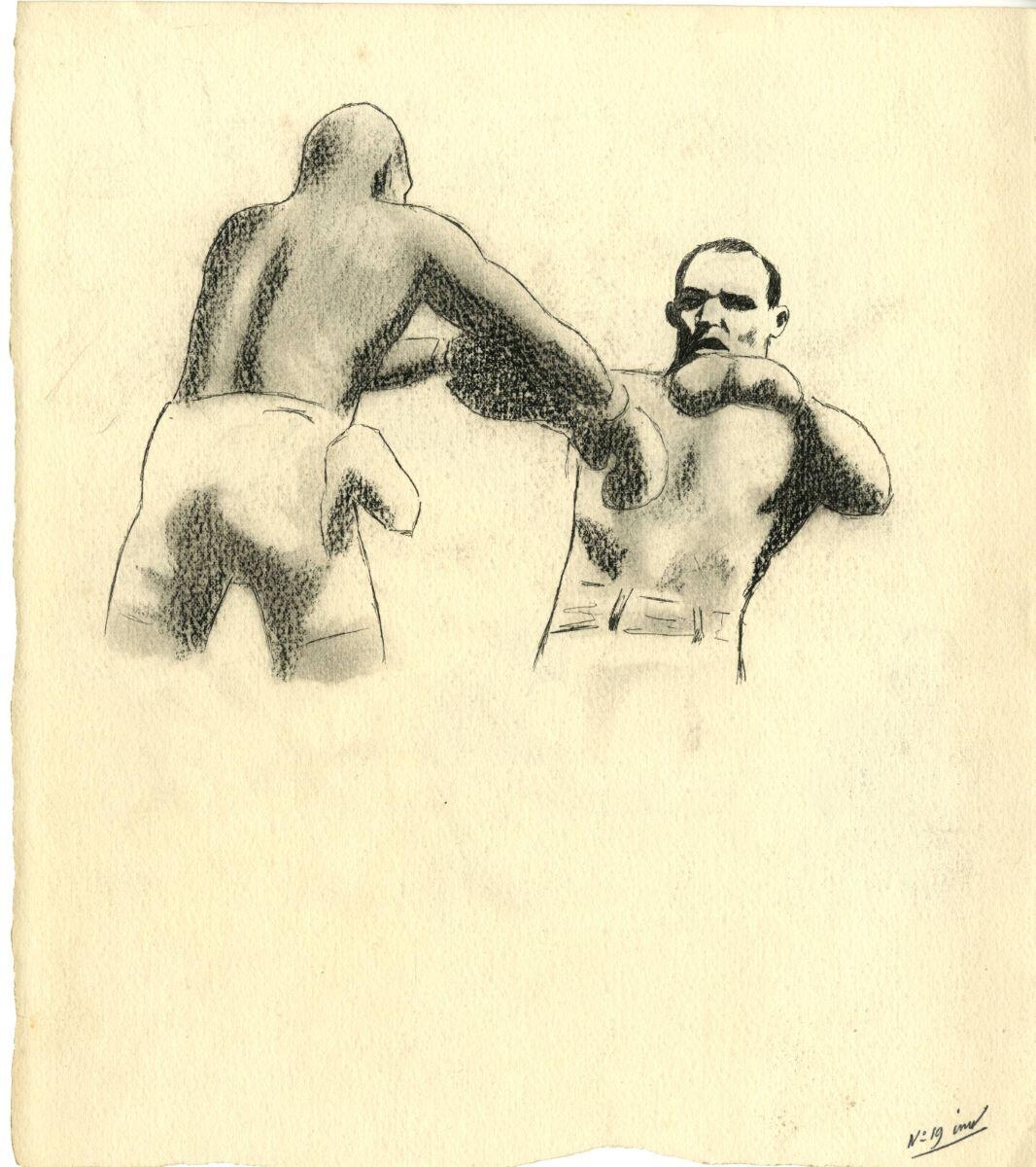 Etudes de boxeur sur les deux faces, André Milan, 1er quart 20e siècle