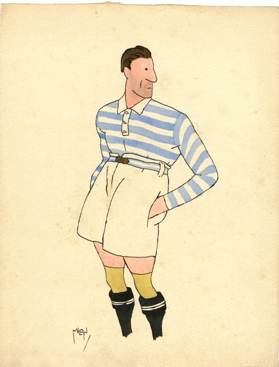 Joueur de football, André Milan, 1er quart 20e siècle