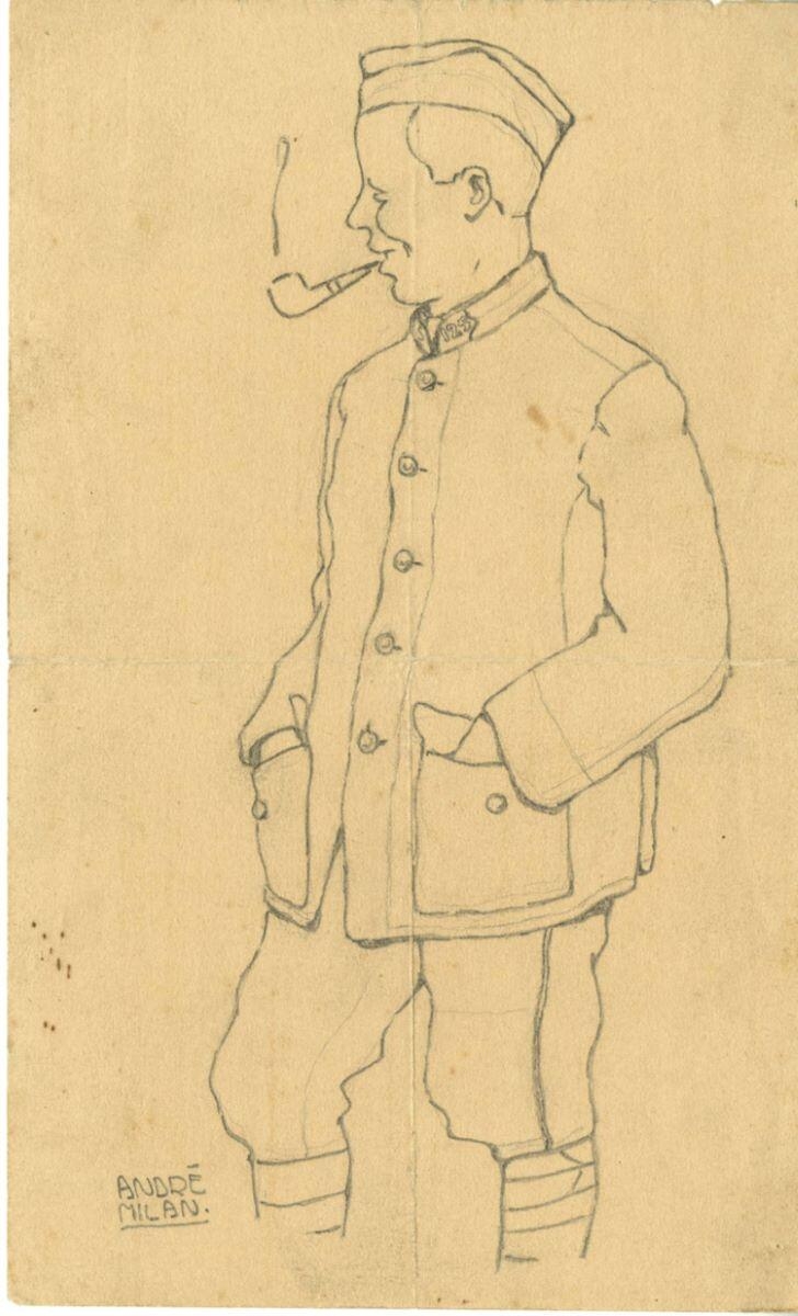 André Milan, autoportrait en uniforme (titre factice), André Milan, 1910