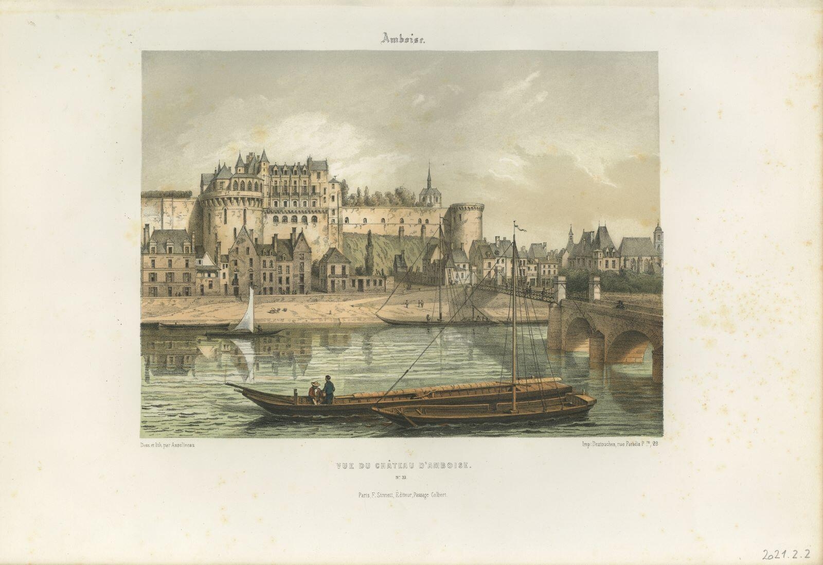 VUE DU CHATEAU D'AMBOISE (titre inscrit), Léon Auguste Asselineau, 1847 après