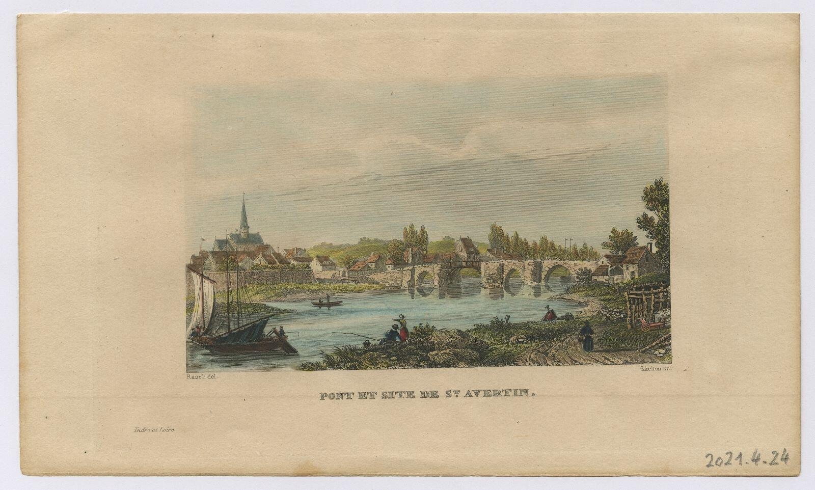 pont et site de st Avertin (titre inscrit), Charles Rauch, 1839 avant