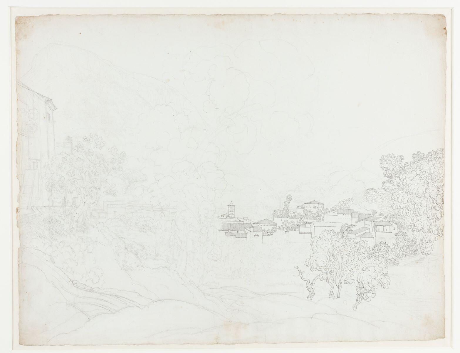 Vue de Tivoli depuis la vallée de l'Aniene, Anne-Louis Girodet, 1792 vers