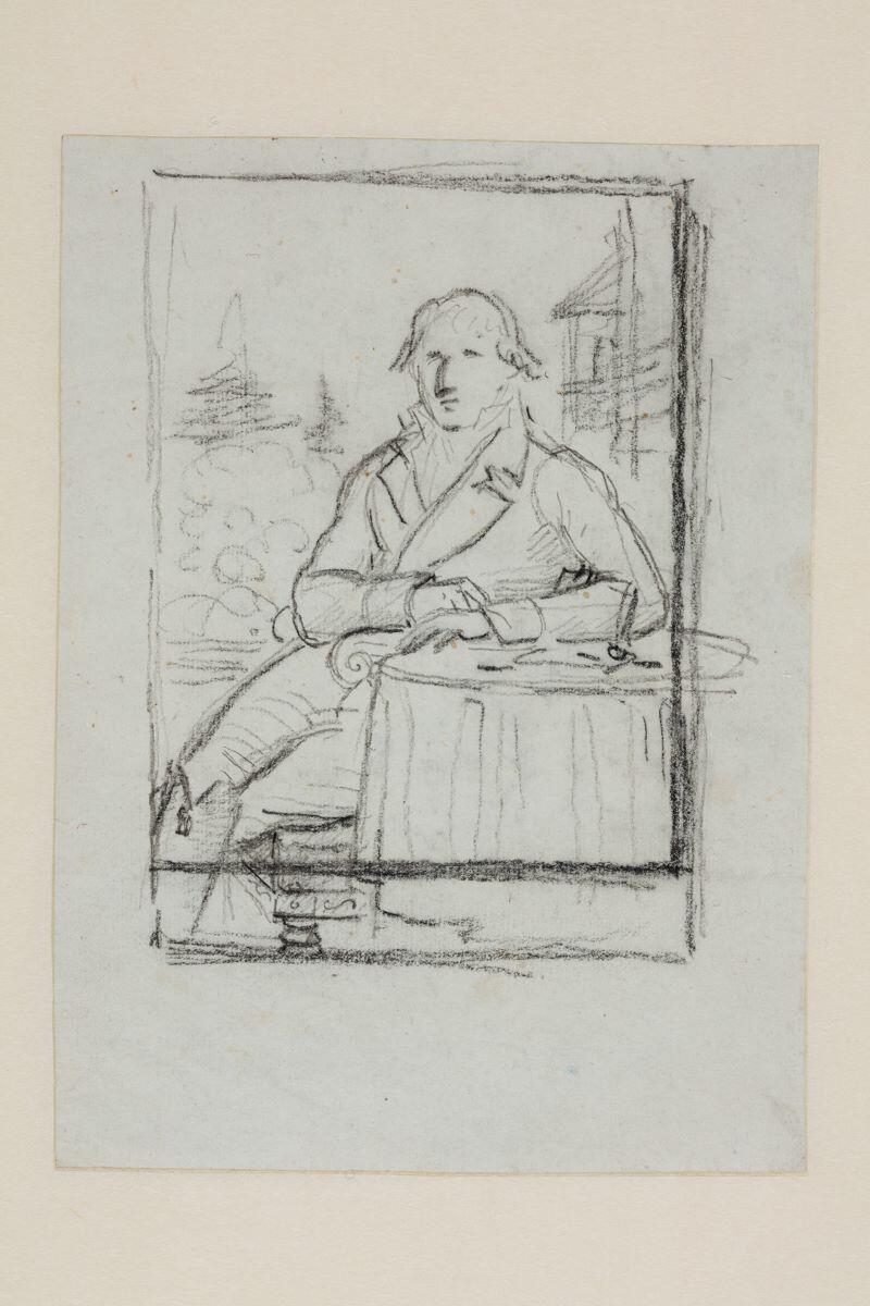 Etude pour un portrait d’homme (recto) Croquis couple et deux enfants (verso), Anne-Louis Girodet, 19e siècle