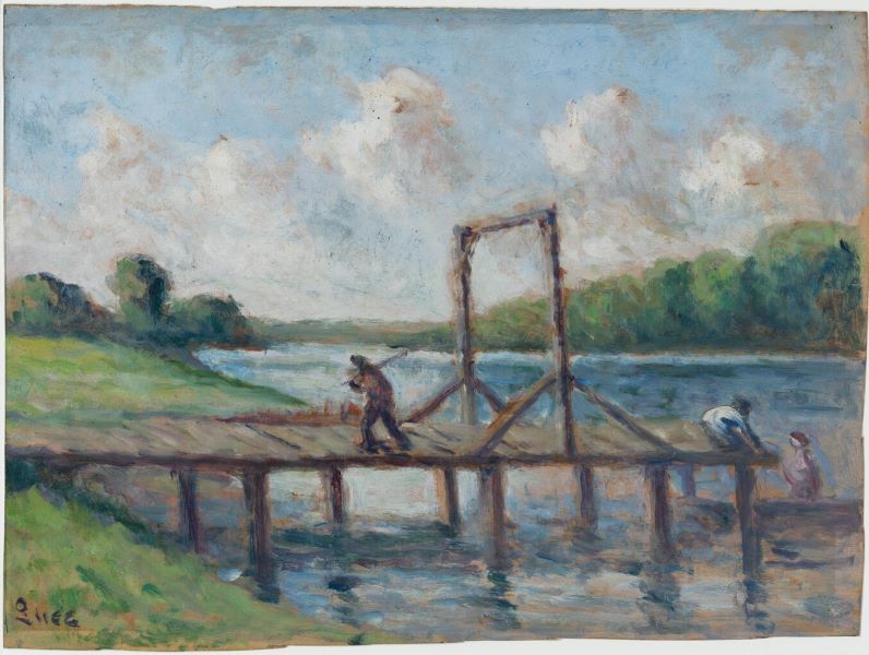 Ouvriers construisant un pont de bois à Garches, dit aussi Le Pont de Garches à Méricourt, Максимильен Люс, 1901