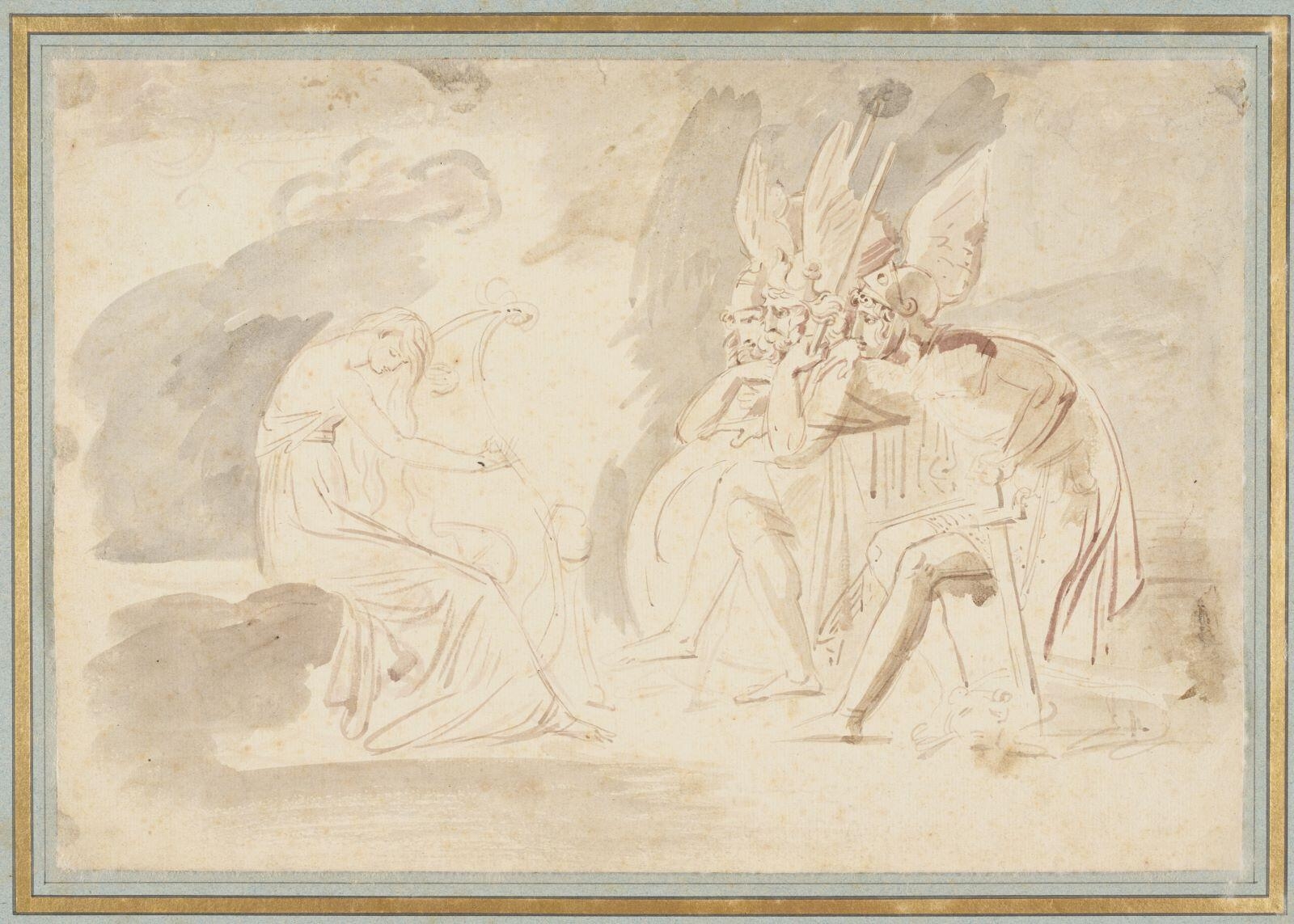Malvina pleurant la mort d'Oscar sur sa harpe, Anne-Louis Girodet, 1800 vers