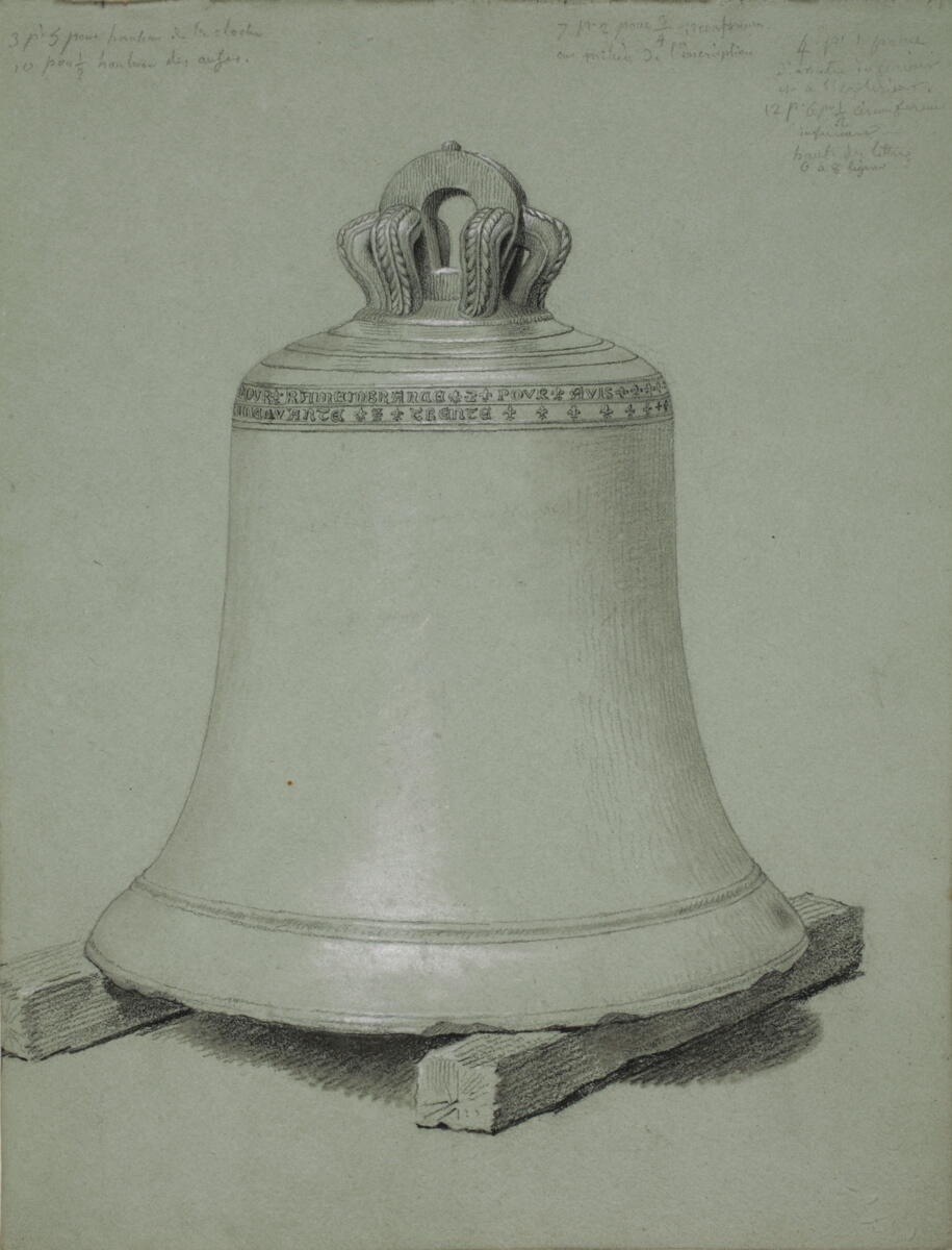 Carnet de vues du château de Montargis, cloche, Anne-Louis Girodet, 1810-1824