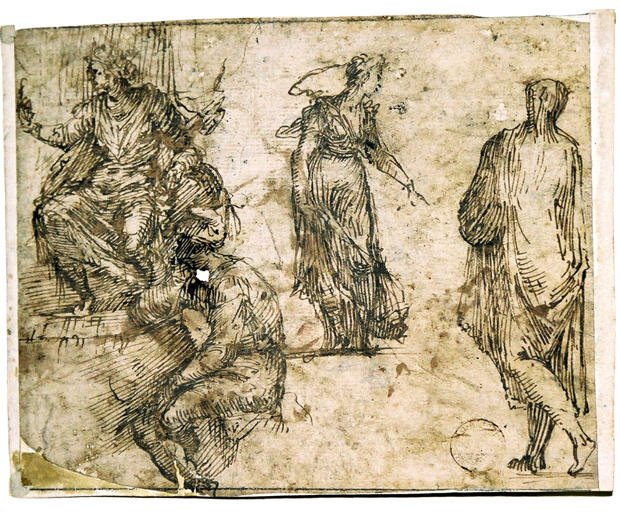 Etudes de femmes drapées (titre factice), Lodovico Carracci, 4e quart 16e siècle, 1er quart 17e siècle