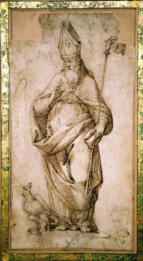 Evêque drapé avec un aigle à ses pieds (titre factice), Pietro Vannucci, 4e quart 15e siècle, 1er quart 16e siècle